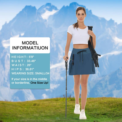Women's Hiking Cargo Skort Skirt High Waisted Golf Dressy Casual with Zipper Pockets Workout Sport Quick Dry Skirts Navy Blue X-Small