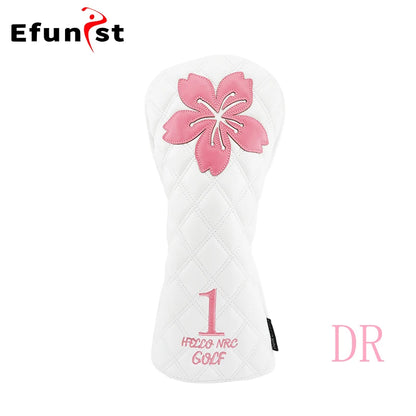 Golf Wood Head Covers For Driver Fairway Hybrid Waterproof Club Cover Sakura Pattern PU Leather Protector Cover Golf Accessories