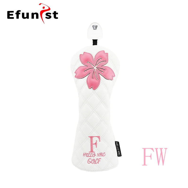 Golf Wood Head Covers For Driver Fairway Hybrid Waterproof Club Cover Sakura Pattern PU Leather Protector Cover Golf Accessories