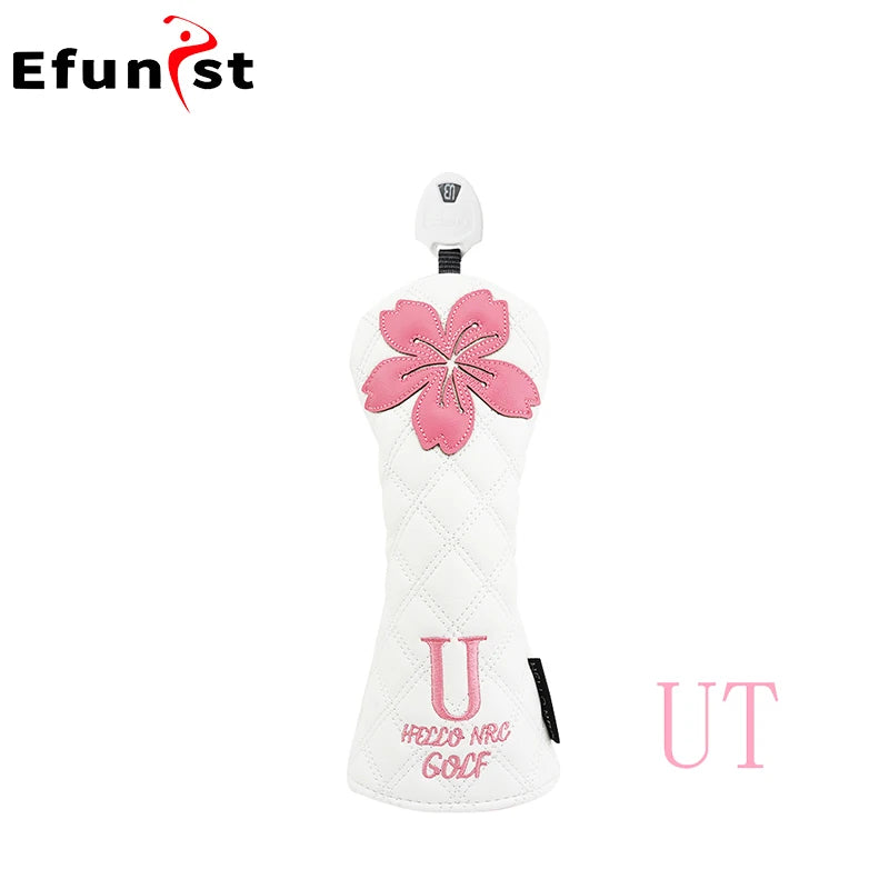 Golf Wood Head Covers For Driver Fairway Hybrid Waterproof Club Cover Sakura Pattern PU Leather Protector Cover Golf Accessories