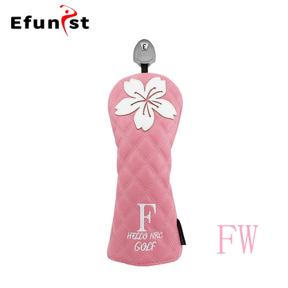 Golf Wood Head Covers For Driver Fairway Hybrid Waterproof Club Cover Sakura Pattern PU Leather Protector Cover Golf Accessories