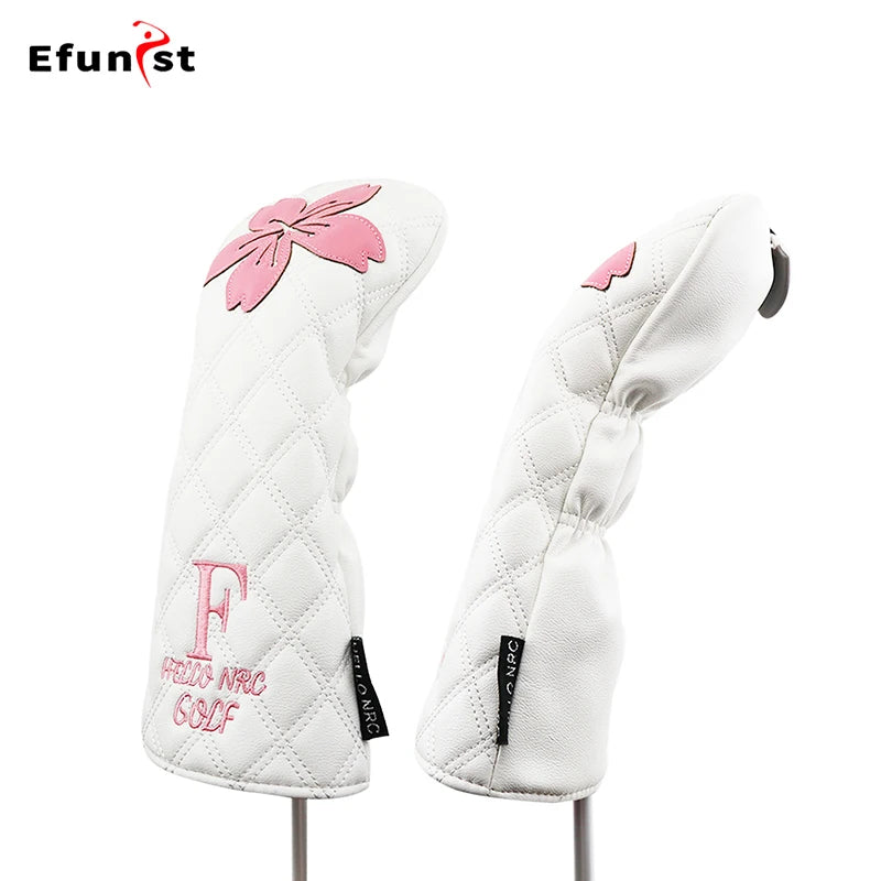 Golf Wood Head Covers For Driver Fairway Hybrid Waterproof Club Cover Sakura Pattern PU Leather Protector Cover Golf Accessories