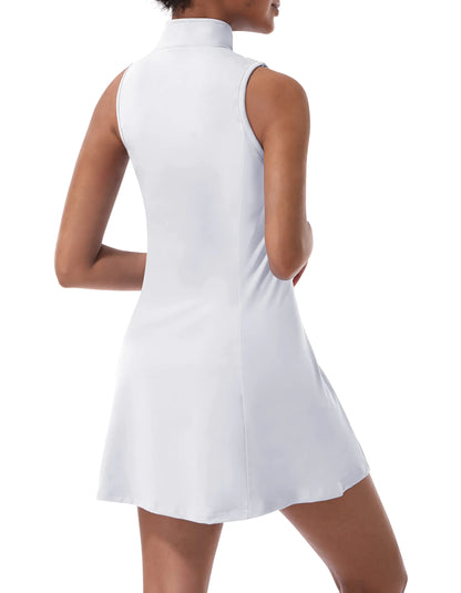 Tennis Dress for Women, Tennis Golf Dresses with Built in Shorts and Pockets for Sleeveless Workout Athletic Dresses Medium White