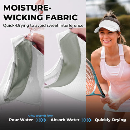 Sukeen Sports Sun Visor Men Women Lightweight Packable Cooling Stretchy Visor Hat for Running, Tennis, Golf One Size White