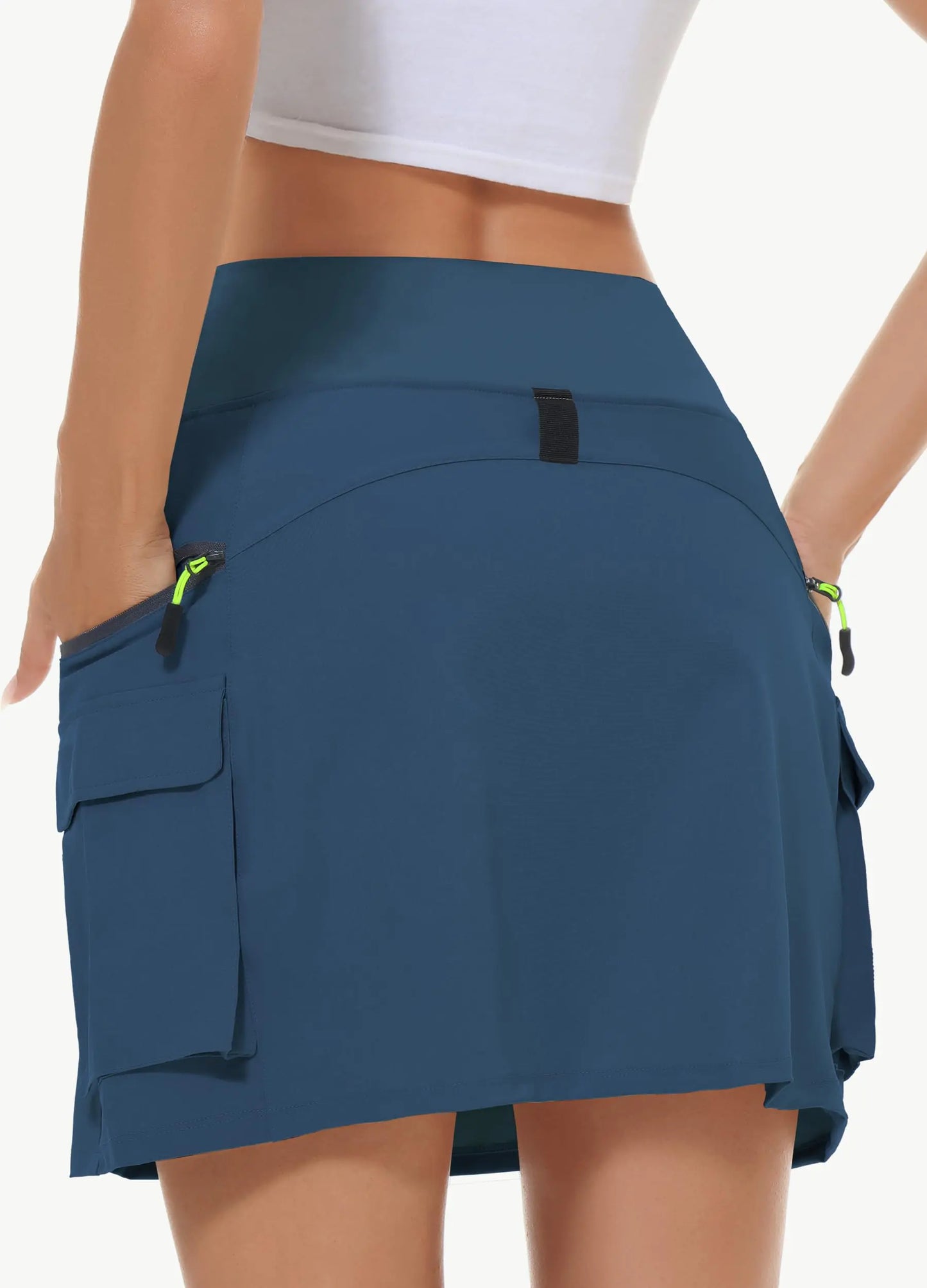 Women's Hiking Cargo Skort Skirt High Waisted Golf Dressy Casual with Zipper Pockets Workout Sport Quick Dry Skirts Navy Blue X-Small