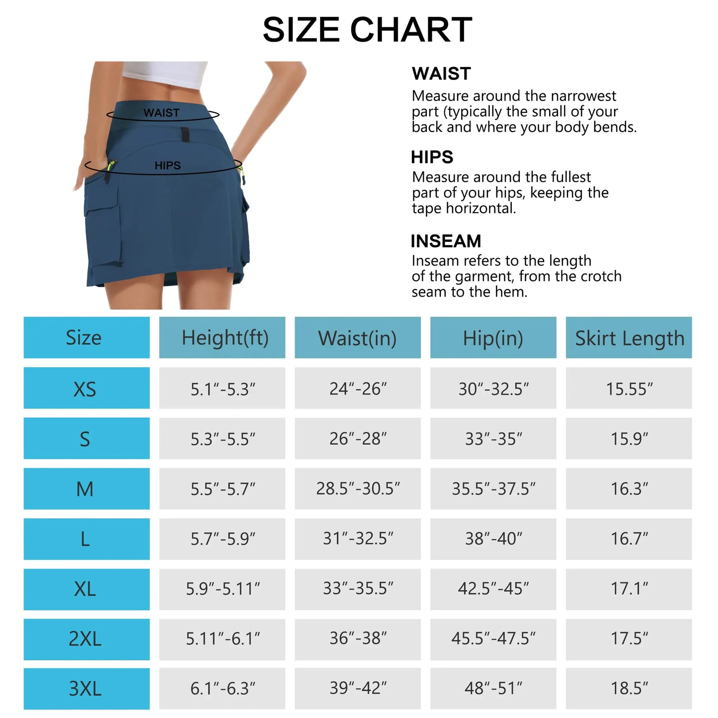 Women's Hiking Cargo Skort Skirt High Waisted Golf Dressy Casual with Zipper Pockets Workout Sport Quick Dry Skirts Navy Blue X-Small